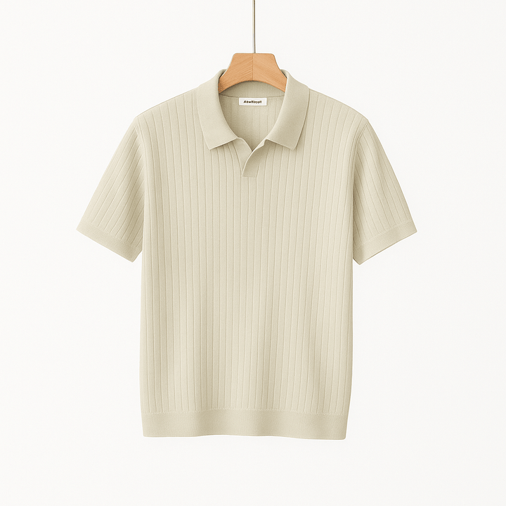Lucas | Men's Short Sleeve Knitted Polo Shirt-Metro Lane Plaza