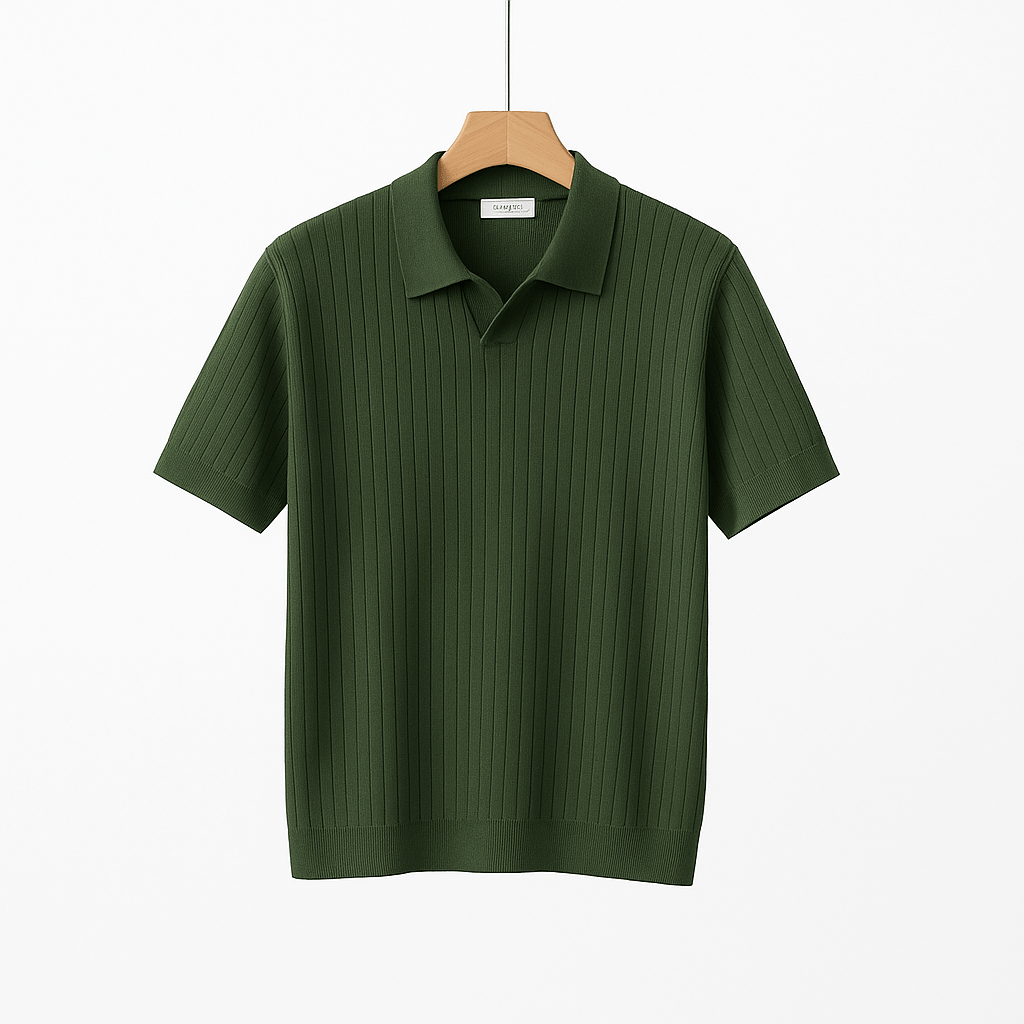 Lucas | Men's Short Sleeve Knitted Polo Shirt-Metro Lane Plaza