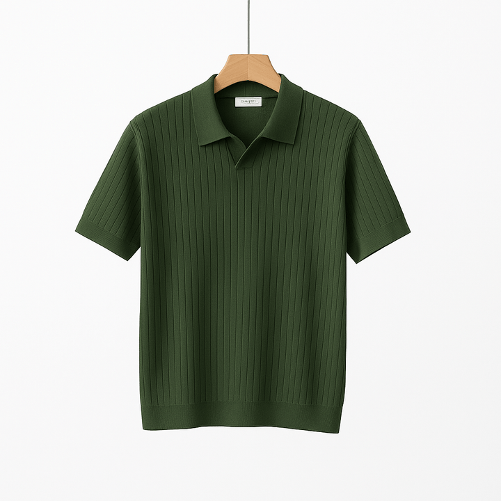 Lucas | Men's Short Sleeve Knitted Polo Shirt-Metro Lane Plaza