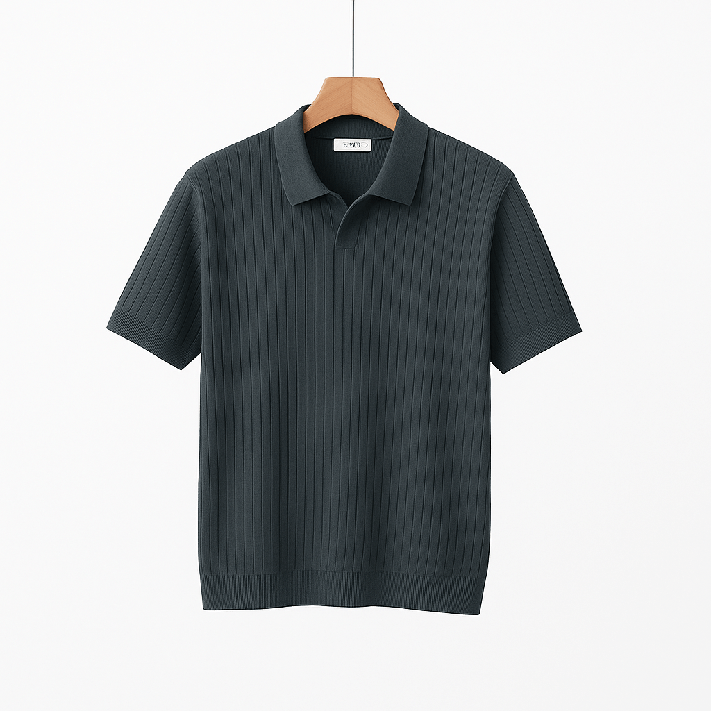 Lucas | Men's Short Sleeve Knitted Polo Shirt-Metro Lane Plaza