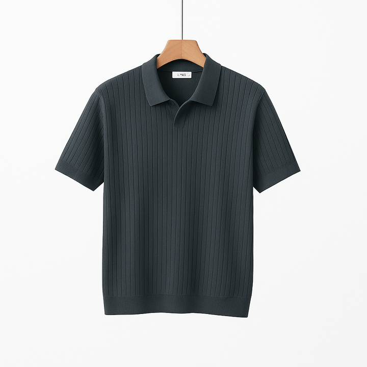 Lucas | Men's Short Sleeve Knitted Polo Shirt-Metro Lane Plaza