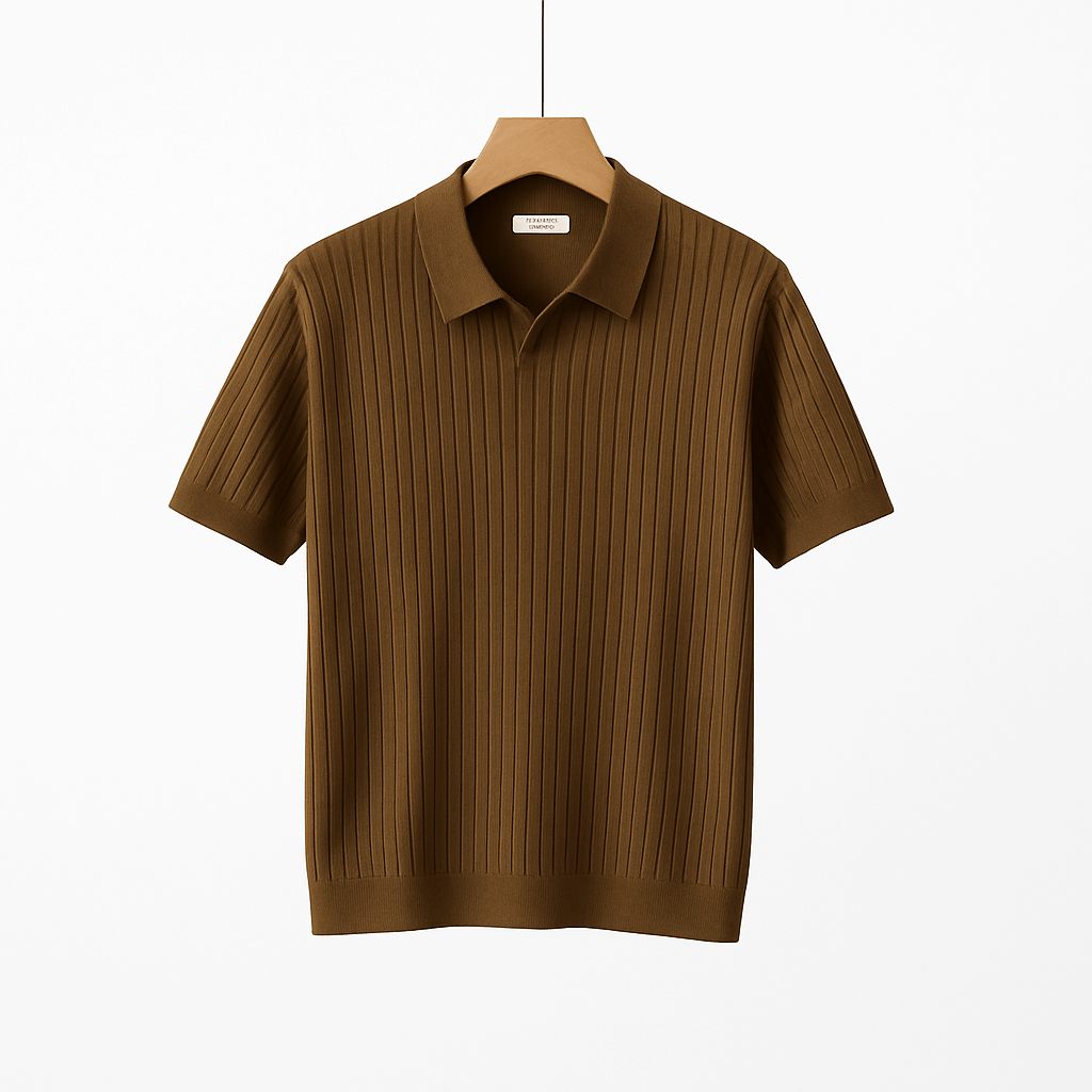 Lucas | Men's Short Sleeve Knitted Polo Shirt-Metro Lane Plaza