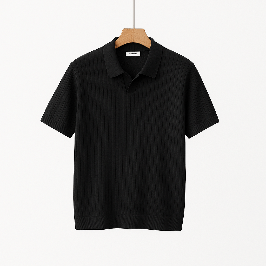 Lucas | Men's Short Sleeve Knitted Polo Shirt-Metro Lane Plaza