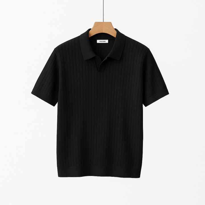Lucas | Men's Short Sleeve Knitted Polo Shirt-Metro Lane Plaza