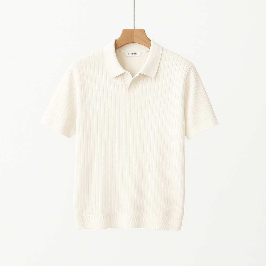 Lucas | Men's Short Sleeve Knitted Polo Shirt-Metro Lane Plaza