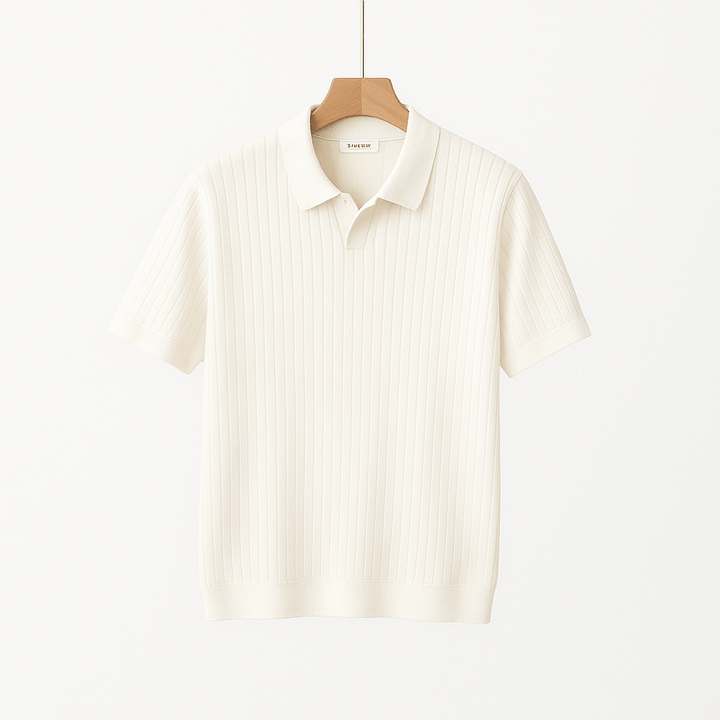 Lucas | Men's Short Sleeve Knitted Polo Shirt-Metro Lane Plaza