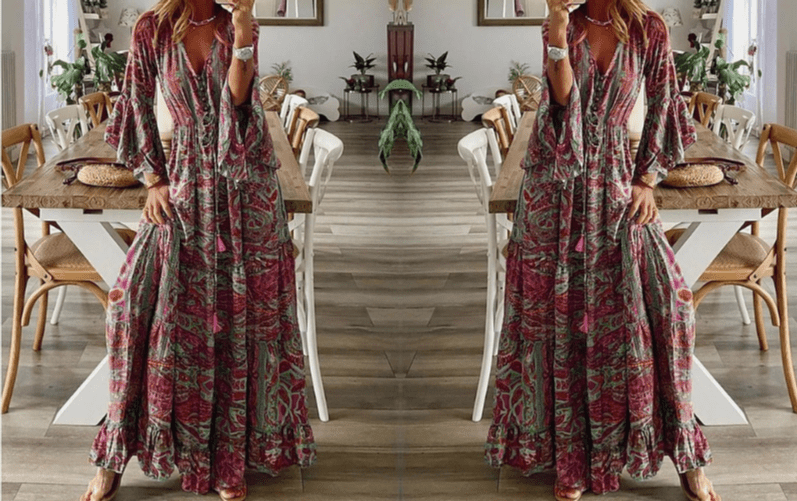 Martha | Women's Flowing Printed Maxi Dress-Metro Lane Plaza