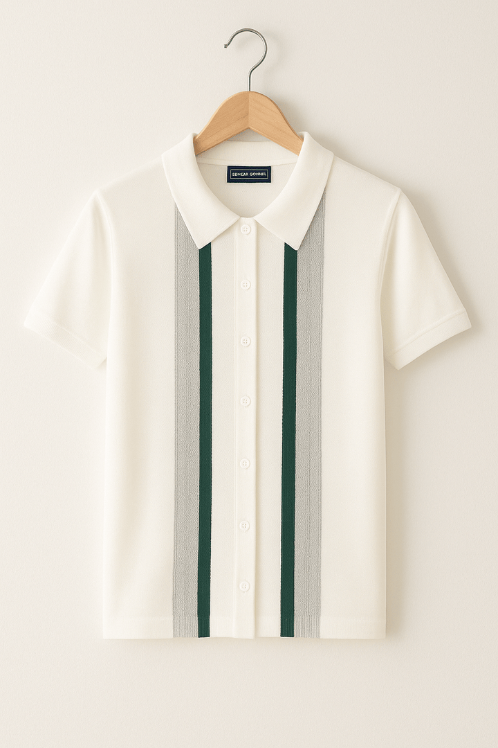 Miles | Men's Short-Sleeve Striped Knit Top-Metro Lane Plaza
