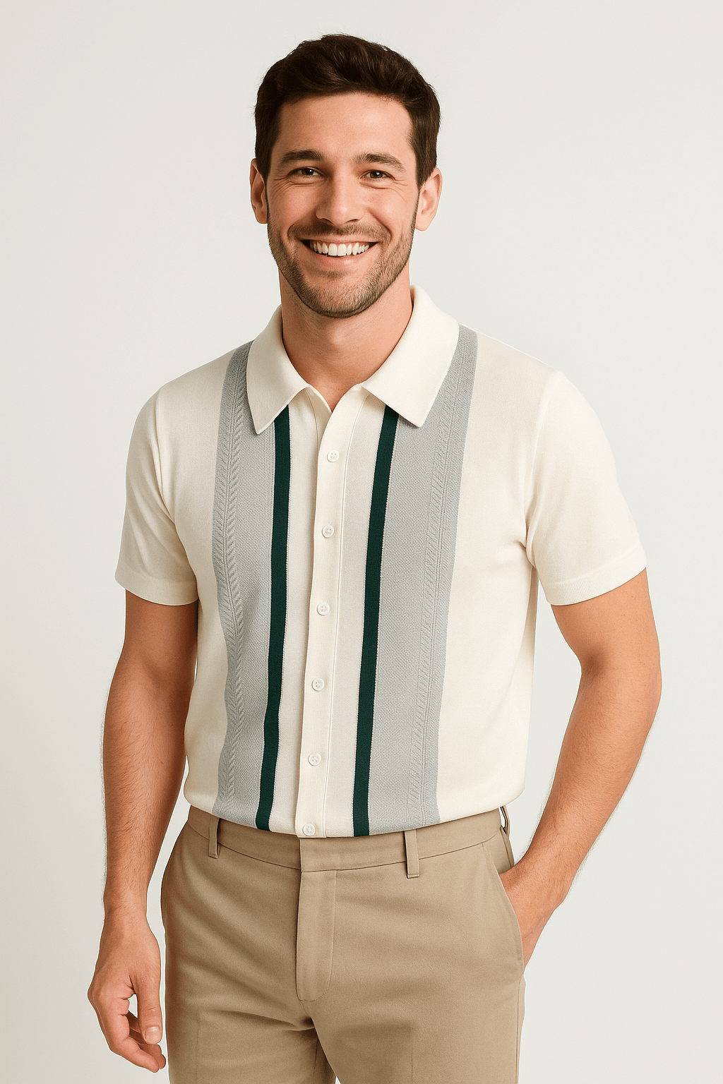 Miles | Men's Short-Sleeve Striped Knit Top-Metro Lane Plaza