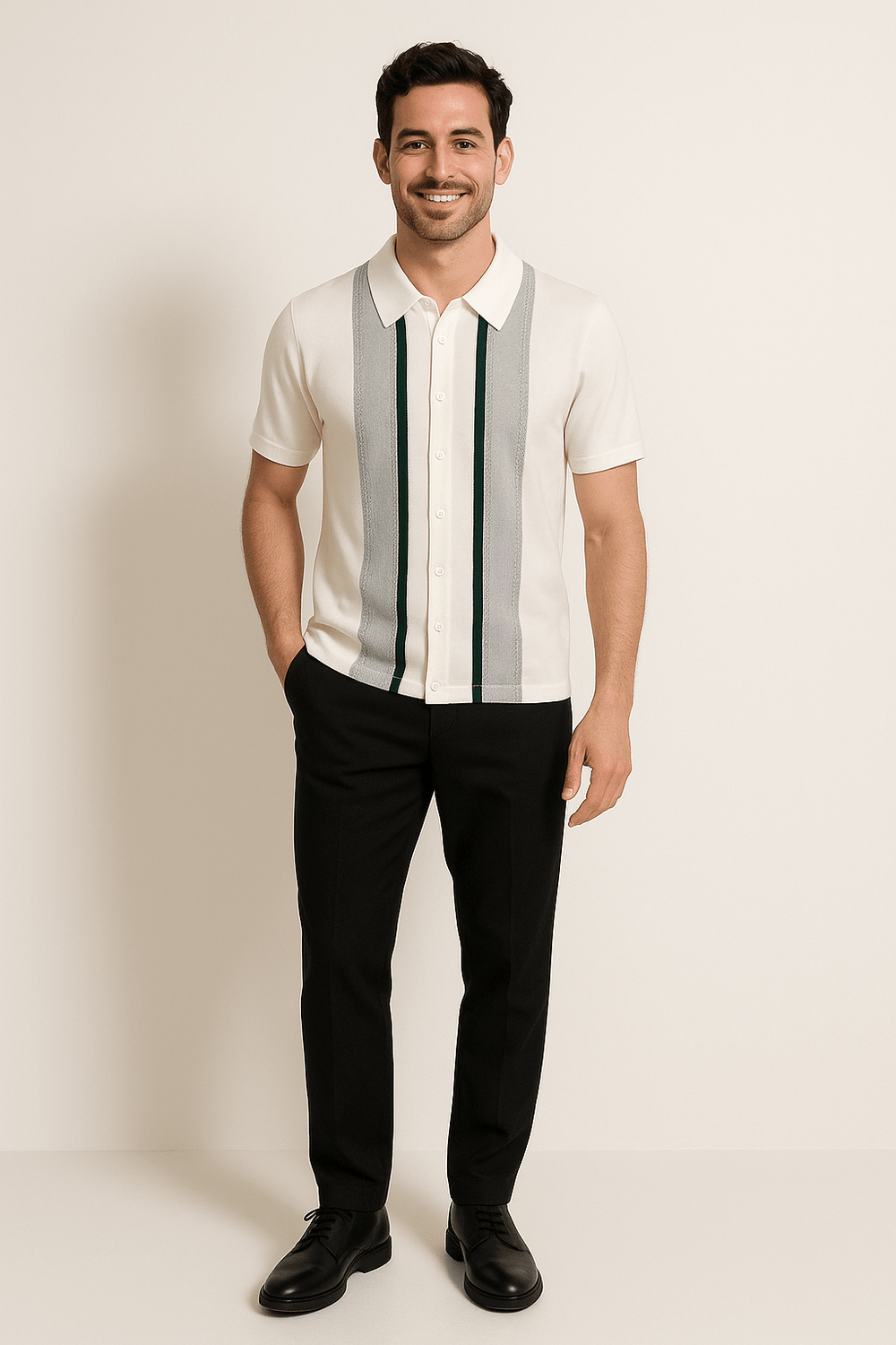 Miles | Men's Short-Sleeve Striped Knit Top-Metro Lane Plaza