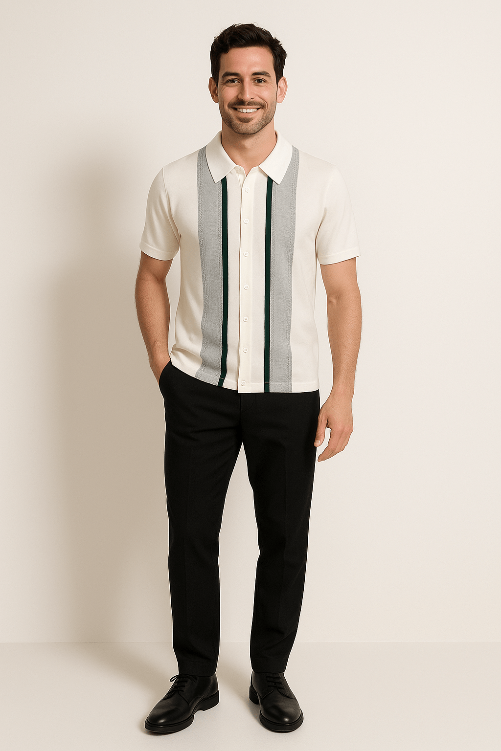 Miles | Men's Short-Sleeve Striped Knit Top-Metro Lane Plaza
