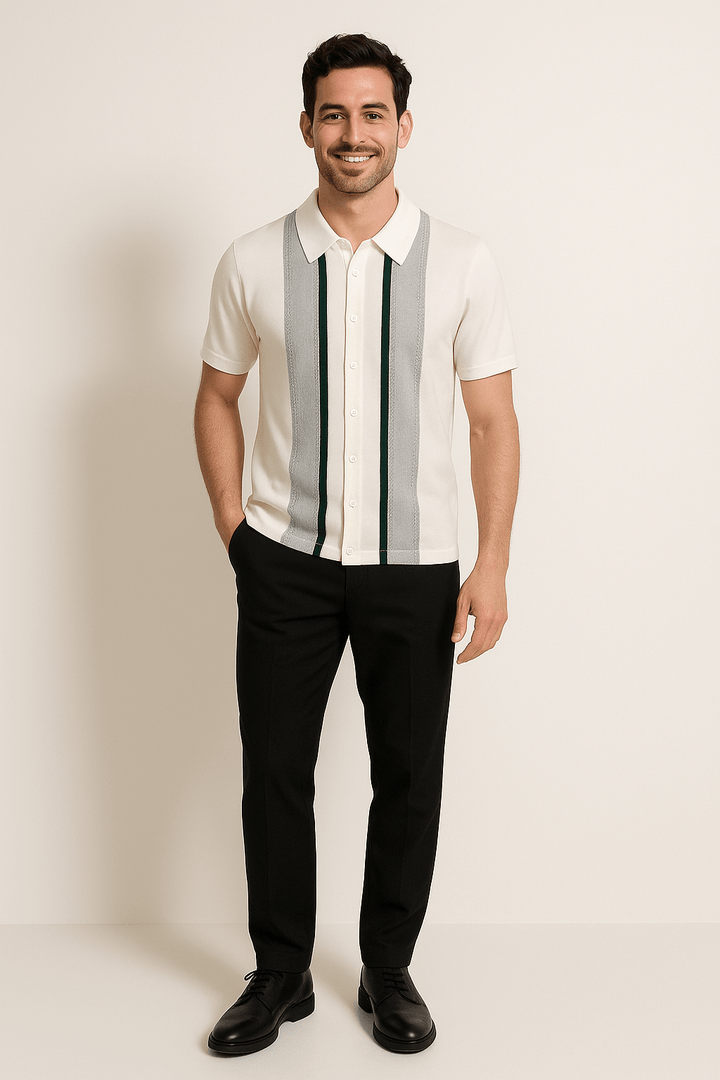 Miles | Men's Short-Sleeve Striped Knit Top-Metro Lane Plaza
