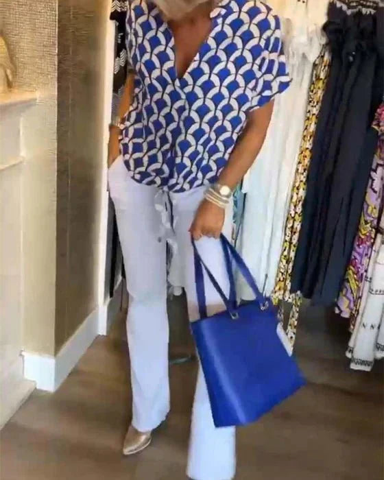 Women's Printed Blouse with Airy Fit-Metro Lane Plaza