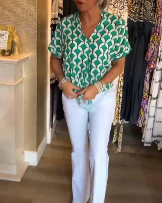 Women's Printed Blouse with Airy Fit-Metro Lane Plaza