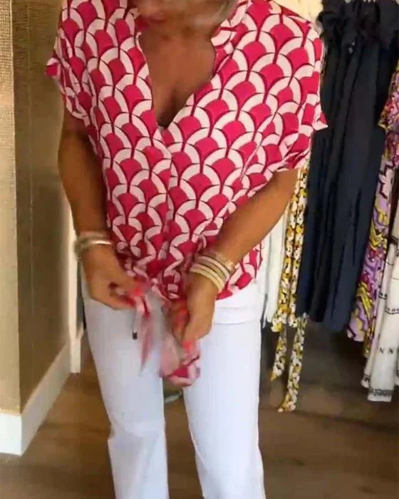 Women's Printed Blouse with Airy Fit-Metro Lane Plaza