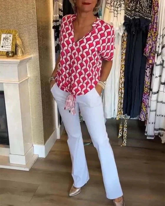Women's Printed Blouse with Airy Fit-Metro Lane Plaza