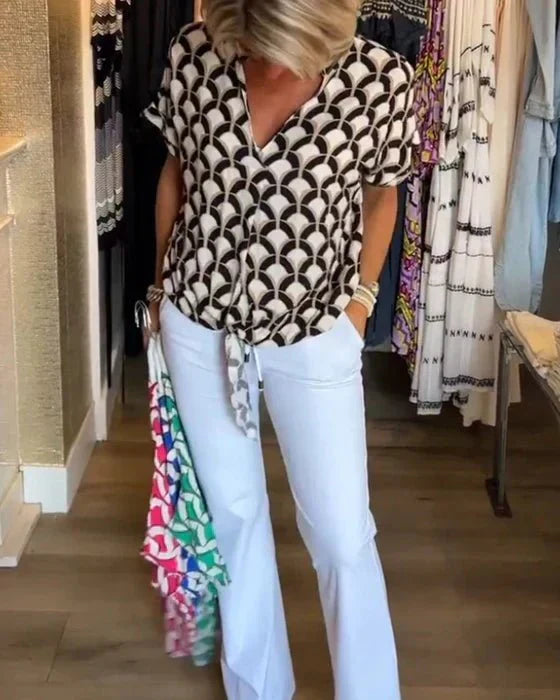 Women's Printed Blouse with Airy Fit-Metro Lane Plaza