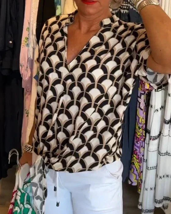 Women's Printed Blouse with Airy Fit-Metro Lane Plaza