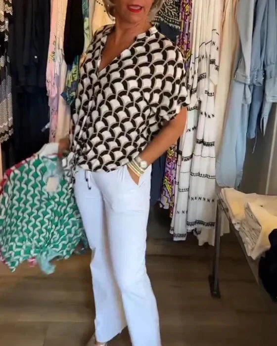 Women's Printed Blouse with Airy Fit-Metro Lane Plaza