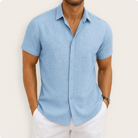 Moritz | Men's Breathable Short-Sleeve Shirt-Metro Lane Plaza
