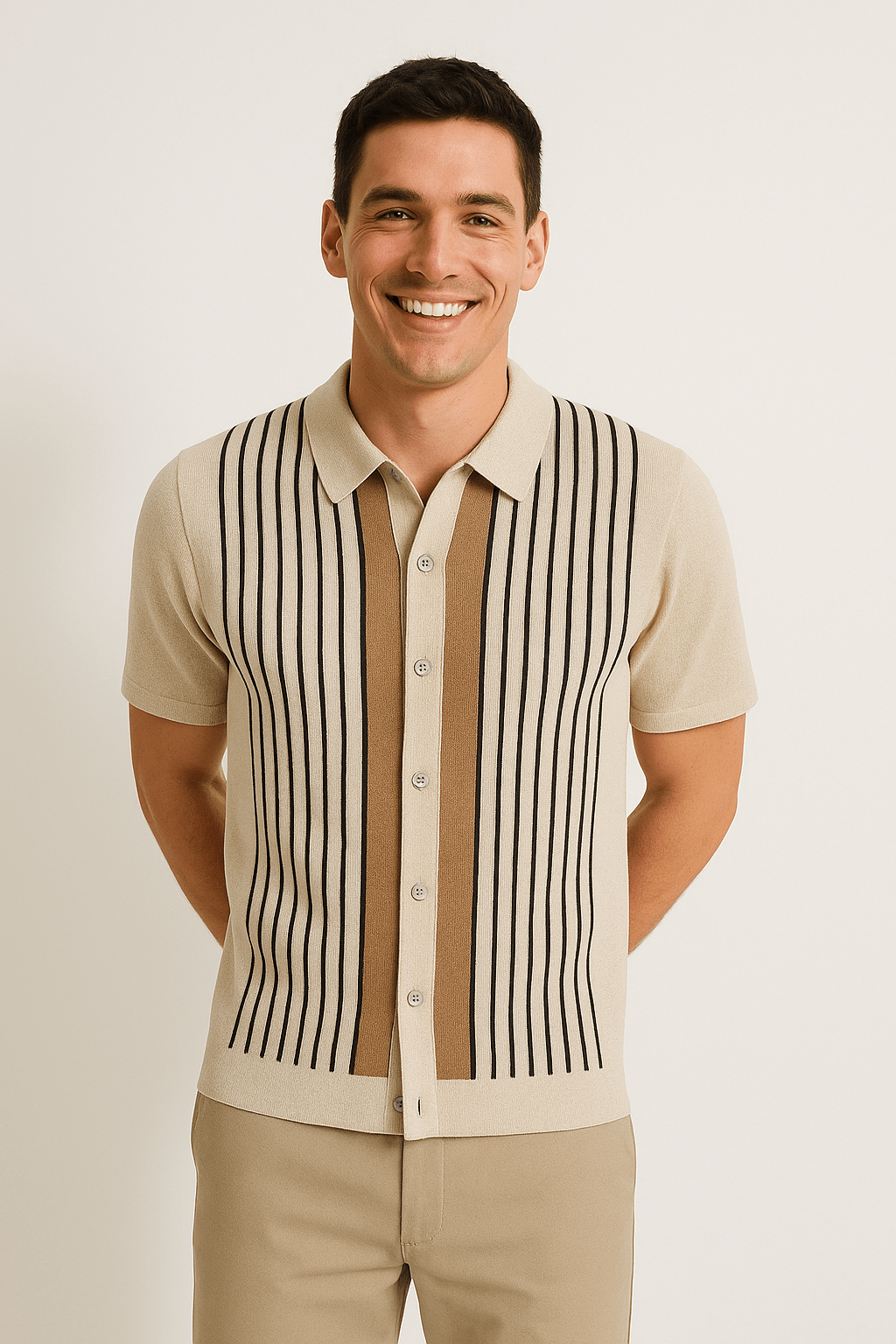 Nathan | Men's Striped Short Sleeve Polo Shirt-Metro Lane Plaza