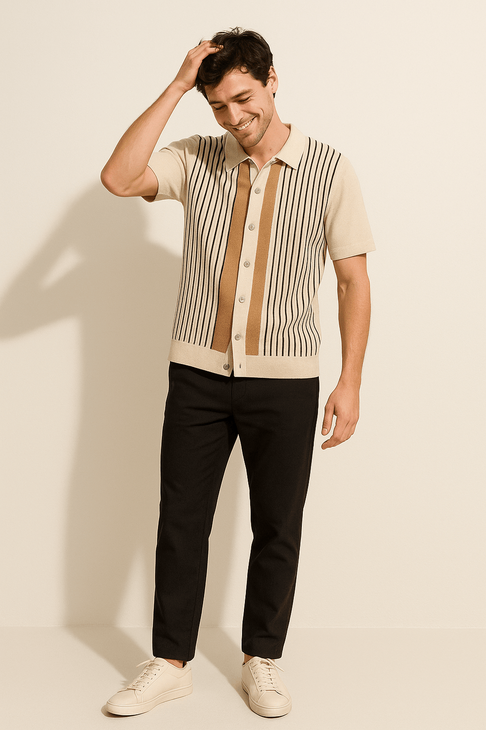 Nathan | Men's Striped Short Sleeve Polo Shirt-Metro Lane Plaza