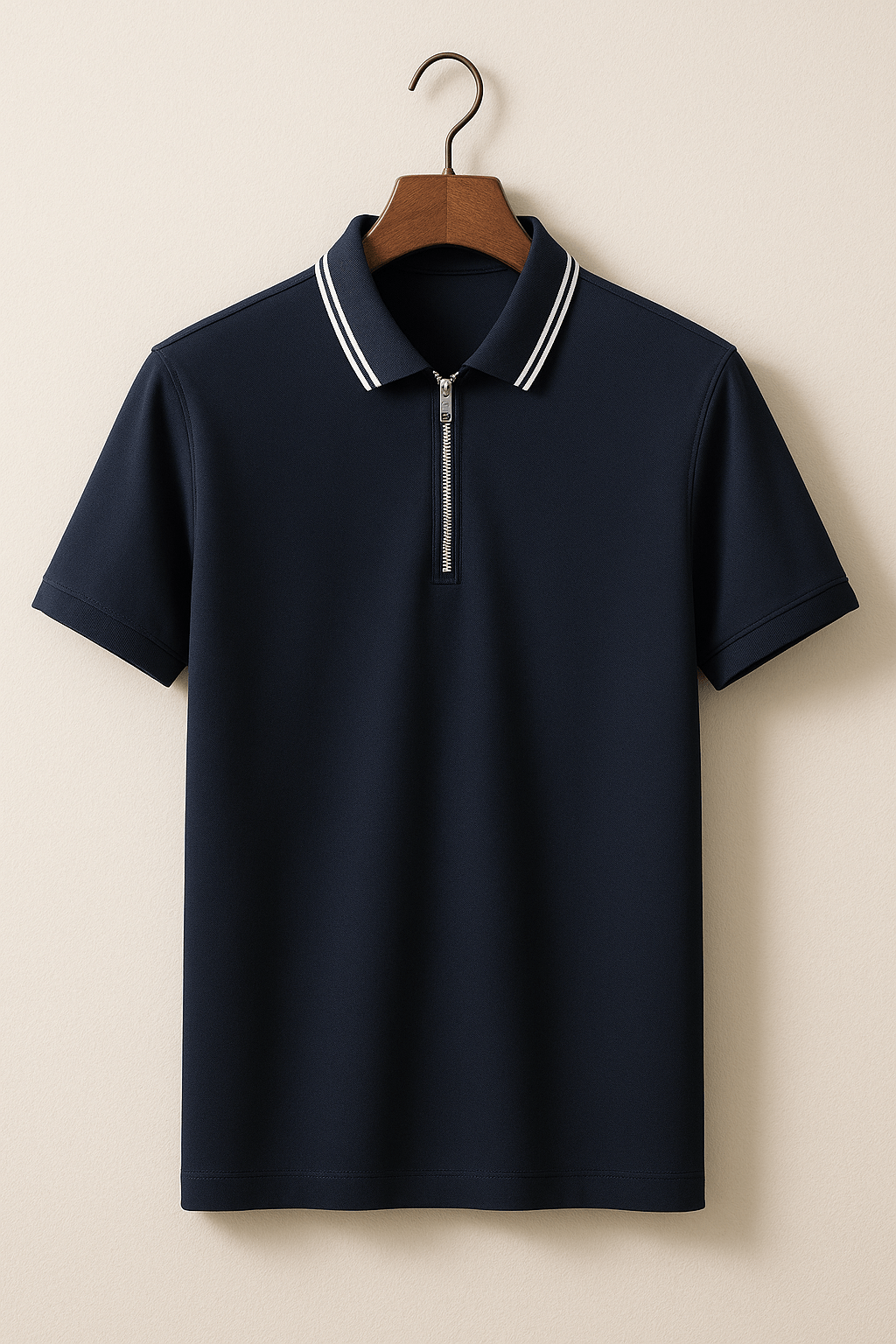 Nathaniel | Men's Zippered Polo Shirt-Metro Lane Plaza