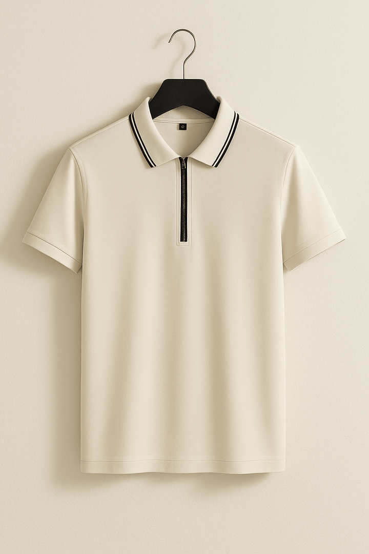 Nathaniel | Men's Zippered Polo Shirt-Metro Lane Plaza
