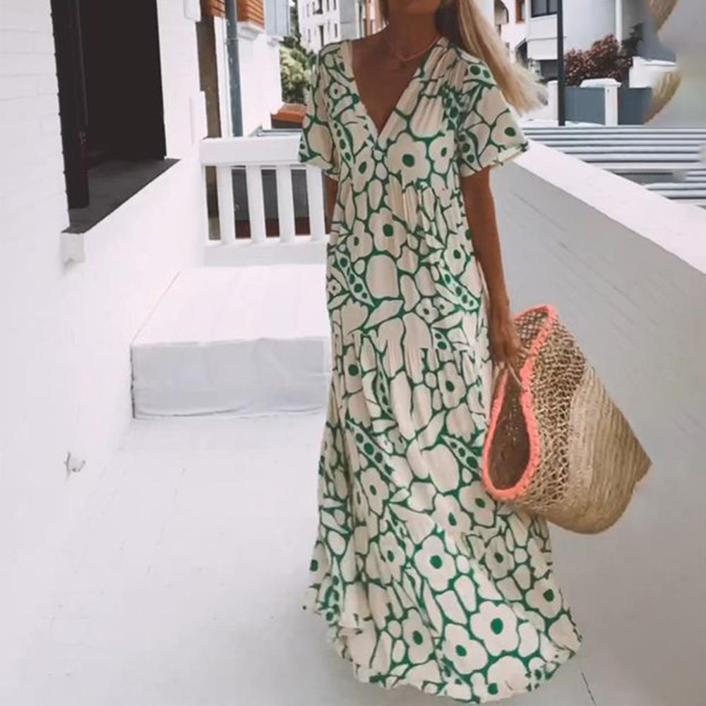 Nicole | Women's Printed Maxi Dress-Metro Lane Plaza