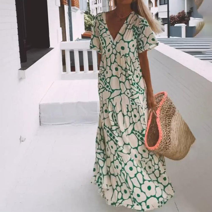 Nicole | Women's Printed Maxi Dress-Metro Lane Plaza