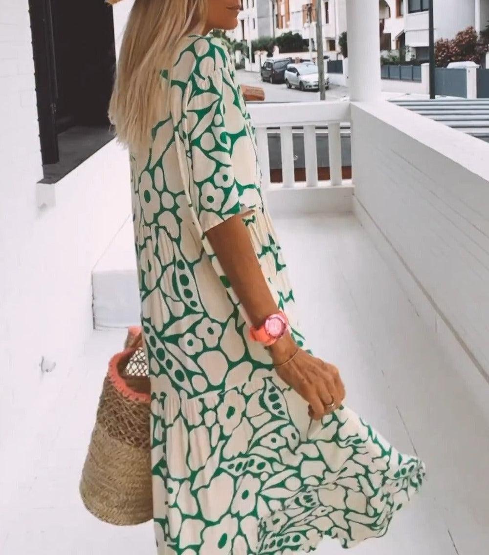 Nicole | Women's Printed Maxi Dress-Metro Lane Plaza