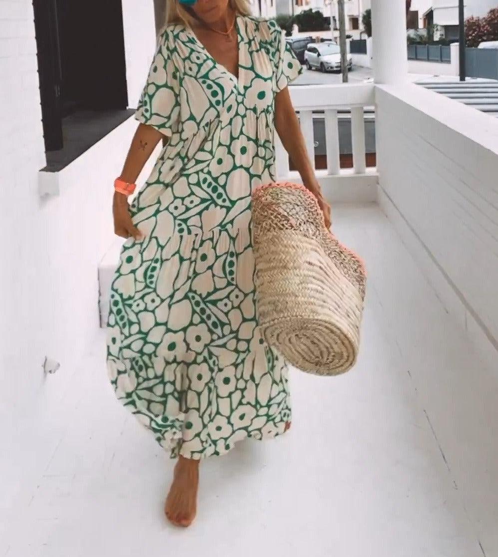 Nicole | Women's Printed Maxi Dress-Metro Lane Plaza