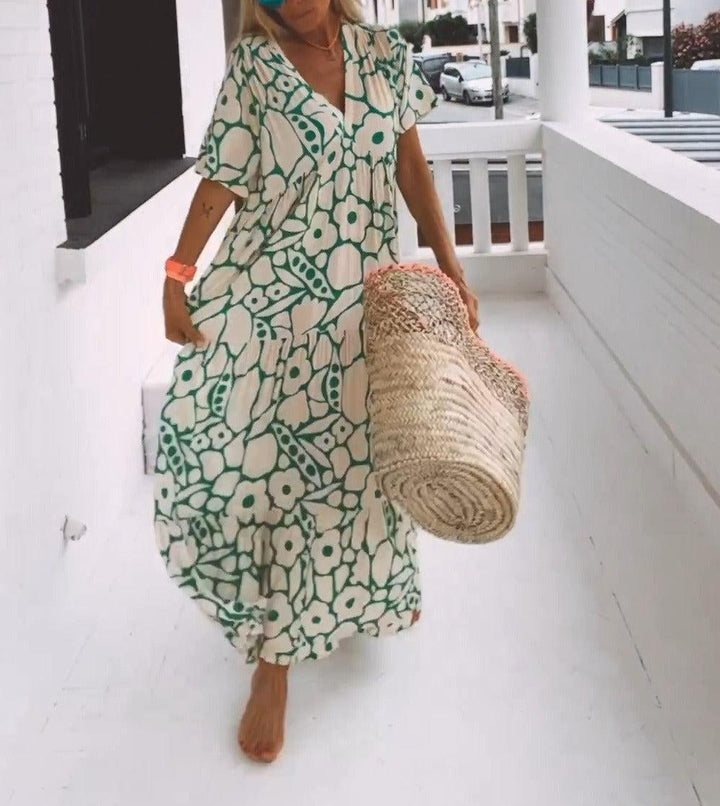 Nicole | Women's Printed Maxi Dress-Metro Lane Plaza