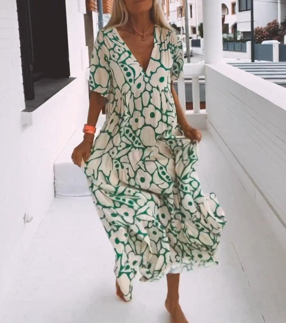 Nicole | Women's Printed Maxi Dress-Metro Lane Plaza