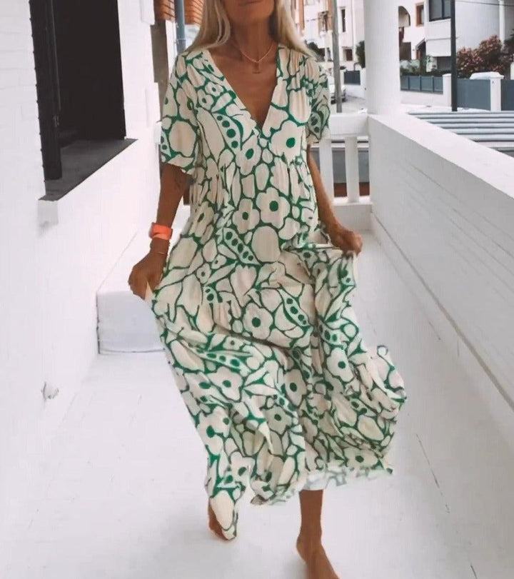 Nicole | Women's Printed Maxi Dress-Metro Lane Plaza