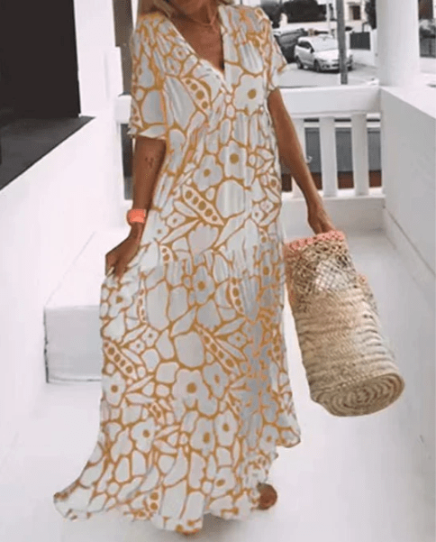 Nicole | Women's Printed Maxi Dress-Metro Lane Plaza