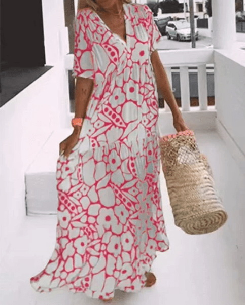Nicole | Women's Printed Maxi Dress-Metro Lane Plaza