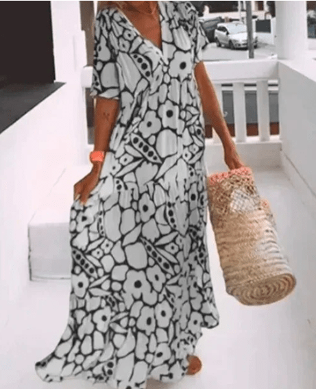 Nicole | Women's Printed Maxi Dress-Metro Lane Plaza