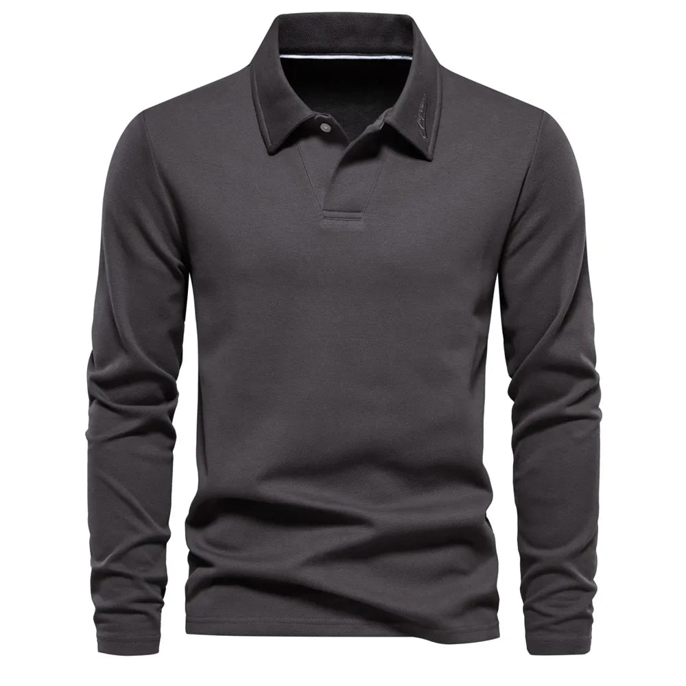 Noah | Men's Long-Sleeve Polo Shirt-Metro Lane Plaza