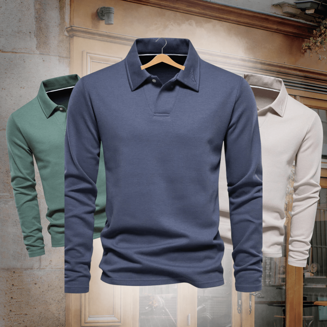 Noah | Men's Long-Sleeve Polo Shirt-Metro Lane Plaza