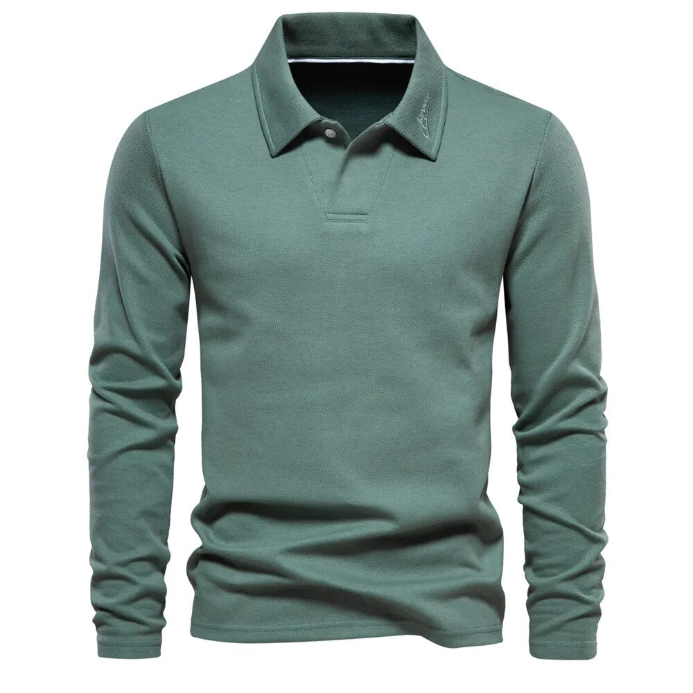Noah | Men's Long-Sleeve Polo Shirt-Metro Lane Plaza