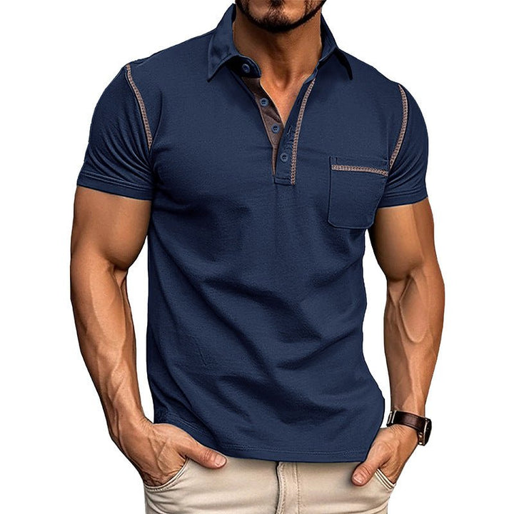Norbert | Men's Polo Shirt with Contrasting Details and Chest Pocket-Metro Lane Plaza