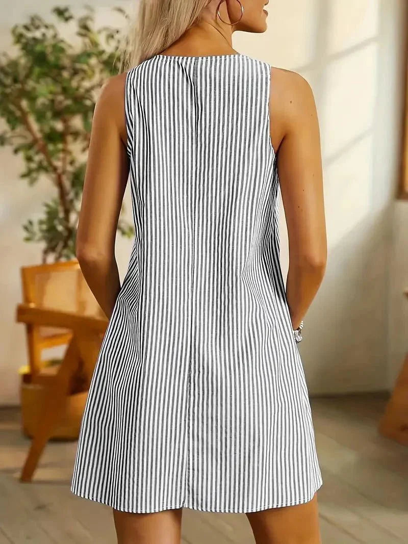 Serafina | Women's Striped Mini Dress-Metro Lane Plaza