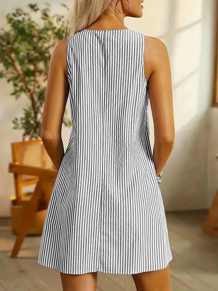 Serafina | Women's Striped Mini Dress-Metro Lane Plaza