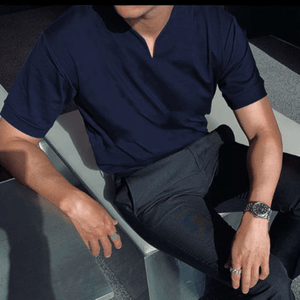 Steffen | Men's V-Neck Slim Fit Short Sleeve Polo-Metro Lane Plaza