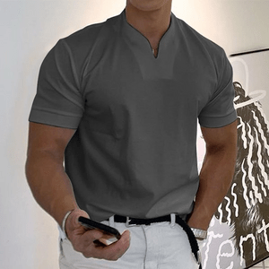 Steffen | Men's V-Neck Slim Fit Short Sleeve Polo-Metro Lane Plaza
