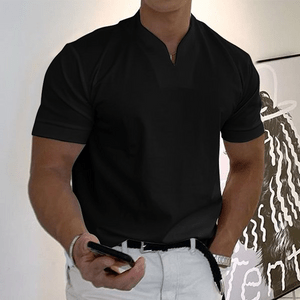 Steffen | Men's V-Neck Slim Fit Short Sleeve Polo-Metro Lane Plaza