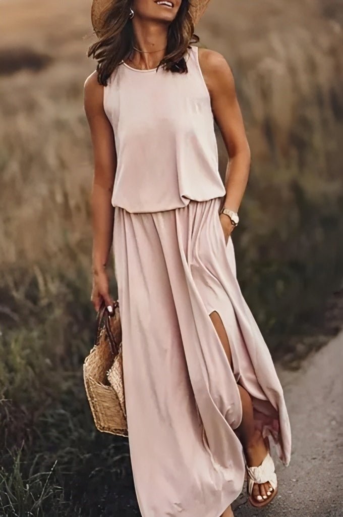 Thalea | Women's Maxi Dress with Side Slit-Metro Lane Plaza
