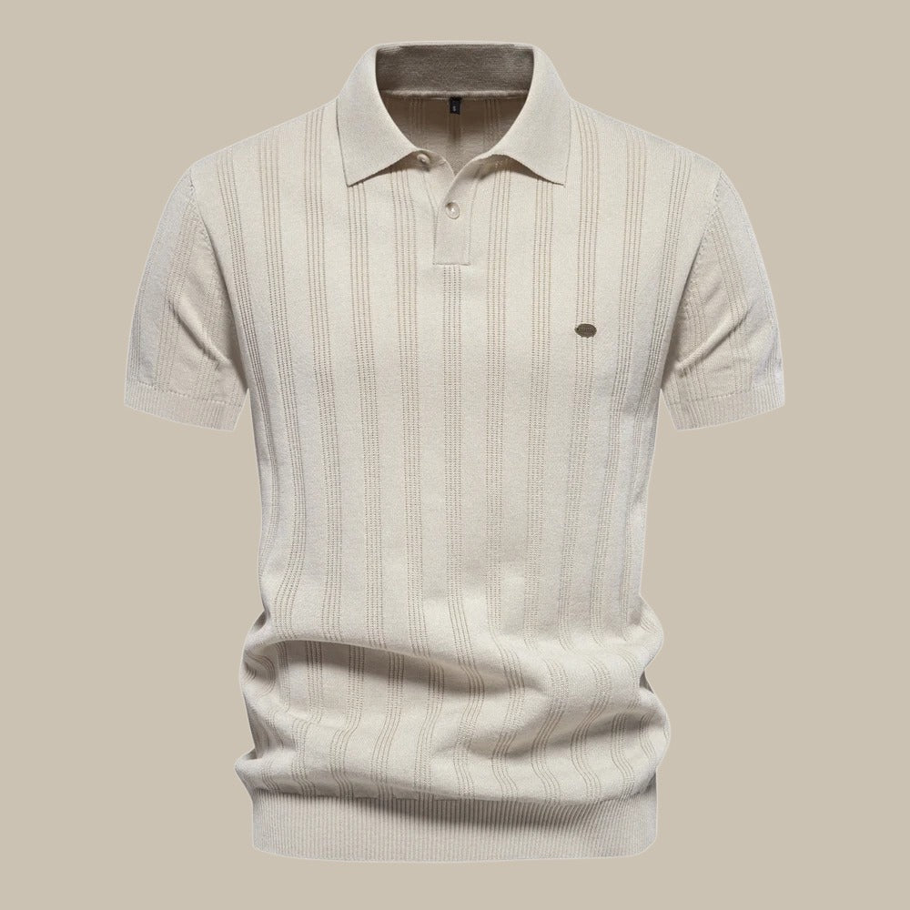 Valentin | Men's Knit Polo Shirt with Button Placket-Metro Lane Plaza