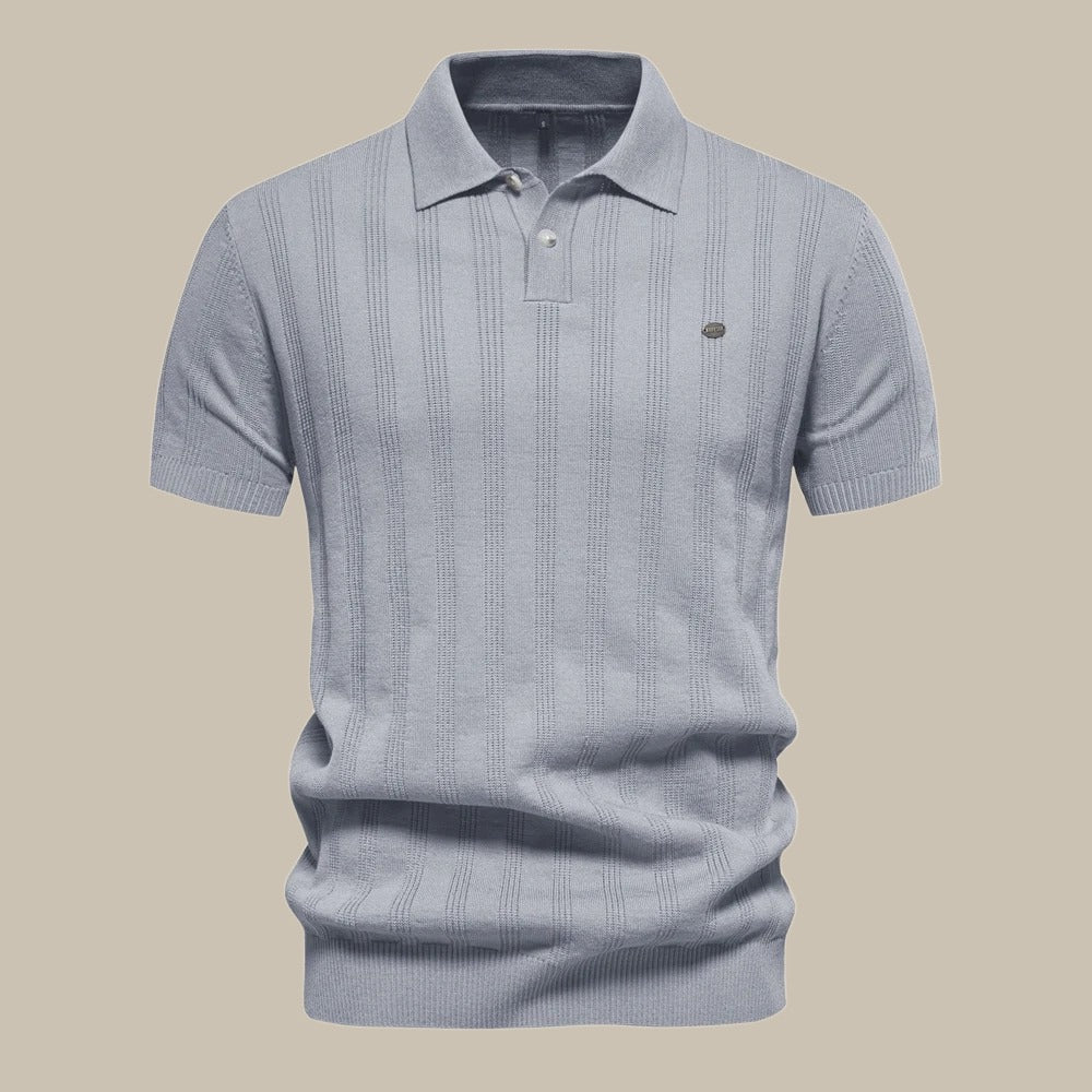 Valentin | Men's Knit Polo Shirt with Button Placket-Metro Lane Plaza